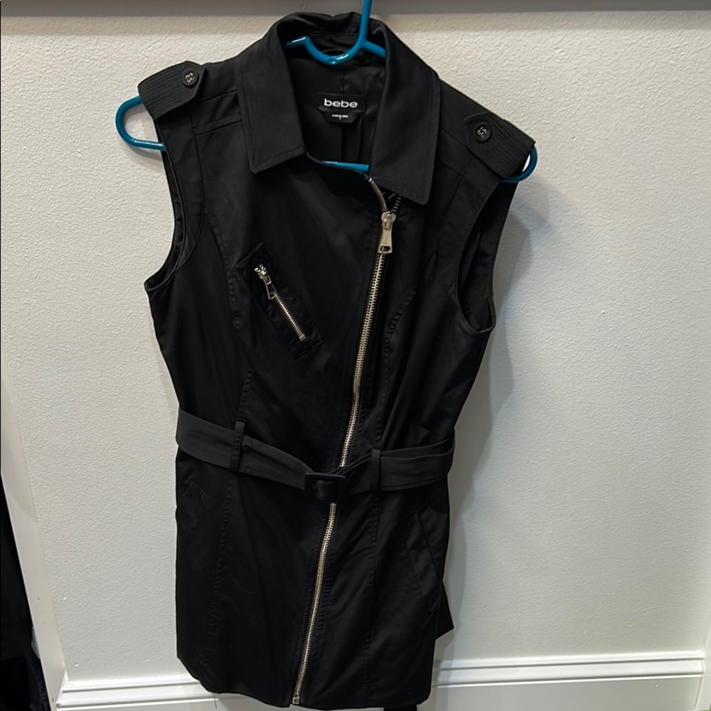 Bebe Black Moto Vest with Asymmetrical Zipper